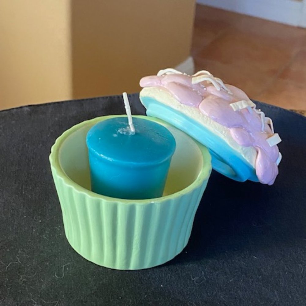 Resin Large Celebratory Sprinkle Top Cupcake Birthday Trinket Box w/FREE Votive